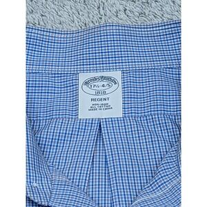 Brooks Brothers 1818 Regent Fit Non-Iron Dress Shirt Blue Micro-Check 17.5-34/35
